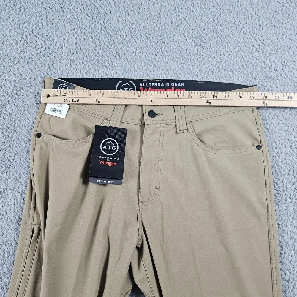 Wrangler ATG Pants Mens 35x32 Khaki Stretch Hiking Outdoor Trail All Terrain